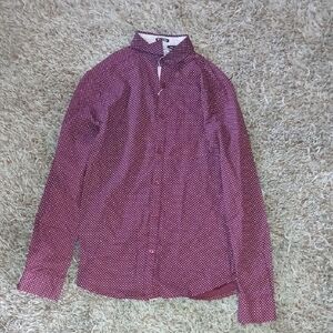 Men's Burgundy Patterned Shirt